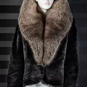 Sheared Mink Coat WIth Silver Fox Collar
